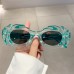 Elliptical small frame sunglasses with cloud shaped trendy and quirky 3D pattern sunglasses