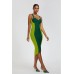 Green bandage dress sexy runway dress buttocks wrapped skirt
