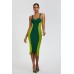 Green bandage dress sexy runway dress buttocks wrapped skirt