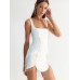 Heavy Industry Diamond Tassel Sleeveless Square Neck Bandage Dress Small Dress