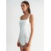 Heavy Industry Diamond Tassel Sleeveless Square Neck Bandage Dress Small Dress