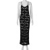 Fashionable and sexy backless hollowed out woolen camisole dress