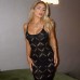 Fashionable and sexy backless hollowed out woolen camisole dress