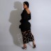 Solid color round neck long sleeved hollow wrap buttocks high waisted dress