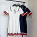 Kikyu skirt contrasting knit ice silk dress POLO collar A-line skirt