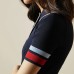 Kikyu skirt contrasting knit ice silk dress POLO collar A-line skirt