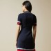 Kikyu skirt contrasting knit ice silk dress POLO collar A-line skirt