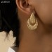 Metal textured shell water droplet shaped earrings