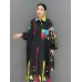 Graffiti Printed Dress For Women Fashion Lapel Pocket Patchwork Full Sleeve Loose Vestido Robe Autumn New