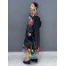 Graffiti Printed Dress For Women Fashion Lapel Pocket Patchwork Full Sleeve Loose Vestido Robe Autumn New