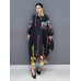 Graffiti Printed Dress For Women Fashion Lapel Pocket Patchwork Full Sleeve Loose Vestido Robe Autumn New
