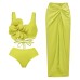 Sexy high waistband bikini three piece set