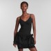 V-neck strap with ruffled edge and leakage backpack buttocks dress