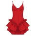 V-neck strap with ruffled edge and leakage backpack buttocks dress