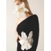 Sexy Diagonal Collar Long Sleeve Beading Flower Long Dress Women Black One Shoulder Waist Cut Out Slim Dress Party Evening Dress Sexy Diagonal Collar Long Sleeve Beading Flower Long Dress Women Black One Shoulder Waist Cut Out Slim Dress Party Evening Dress