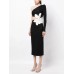 Sexy Diagonal Collar Long Sleeve Beading Flower Long Dress Women Black One Shoulder Waist Cut Out Slim Dress Party Evening Dress Sexy Diagonal Collar Long Sleeve Beading Flower Long Dress Women Black One Shoulder Waist Cut Out Slim Dress Party Evening Dress