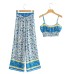 Vintage Pattern Print Women 2 Piece Set Spring  Midriff Baring Wide Leg Pant Retro Chic Beach Vacation Women Set