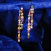 Light luxury colorful water drop double layer tassel zircon sweet reversible earrings for women