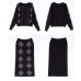 Versatile French style perm sweater with high waist skirt two-piece dress for women