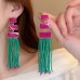 Geometric Rectangle Drop Earrings for Women Fashion Bohemian Long Tassel Beads Dangle Earring OL Beach Party Jewelry Gift