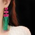 Geometric Rectangle Drop Earrings for Women Fashion Bohemian Long Tassel Beads Dangle Earring OL Beach Party Jewelry Gift