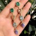 Luxury Water Drop Long Earrings oval Green Crystal Cubic Zirconia Stone MultiColor Ear Line Earring For Women boho party Jewelry