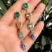Luxury Water Drop Long Earrings oval Green Crystal Cubic Zirconia Stone MultiColor Ear Line Earring For Women boho party Jewelry