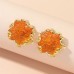 Korean Fashion Earrings For Women Hyperbole Salt Bearing Stone Yellow Metal Electroplating Party Nightclub Gothic Wind Jewelry
