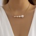 Geometric arrangement beaded pendant simple and niche imitation pearl necklace for women
