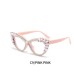 Cat-eye diamond-encrusted anti-blue light flat glasses