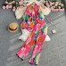 Casual loose fitting long sleeved single breasted shirt two-piece set of high waisted slimming tie dye printed wide leg pants