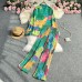 Casual loose fitting long sleeved single breasted shirt two-piece set of high waisted slimming tie dye printed wide leg pants