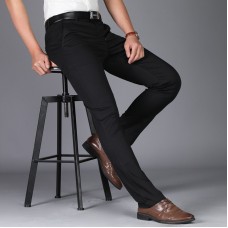 Men's casual pants fashionable stretch cotton slim fit straight leg long pants thin men's pants
