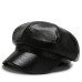 PU beret outdoor casual trend solid color octagonal hat