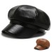 PU beret outdoor casual trend solid color octagonal hat