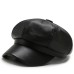 PU leather octagonal hat, versatile for men and women, painter hat, vintage art painter hat