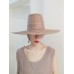 High top brown wheat straw big brim holiday straw hat for women summer sun protection