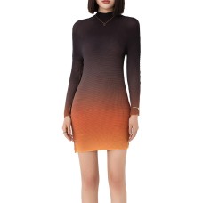 Pleated gradient mid-length top cross-border foreign trade new women's fashion half-high collar long-sleeved corn pleated bottom Pleated gradient mid-length top cross-border foreign trade new women's fashion half-high collar long-sleeved corn pleated bottom