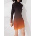 Pleated gradient mid-length top cross-border foreign trade new women's fashion half-high collar long-sleeved corn pleated bottom