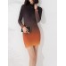 Pleated gradient mid-length top cross-border foreign trade new women's fashion half-high collar long-sleeved corn pleated bottom