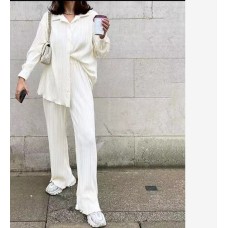 Large collar long sleeved two-piece women's split folding set Large collar long sleeved two-piece women's split folding set