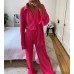 Large collar long sleeved two-piece women's split folding set
