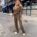 Large collar long sleeved two-piece women's split folding set
