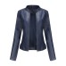 European size women's leather jacket women's motorcycle jacket standing collar leather jacket