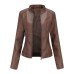 European size women's leather jacket women's motorcycle jacket standing collar leather jacket