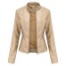 European size women's leather jacket women's motorcycle jacket standing collar leather jacket