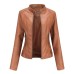 European size women's leather jacket women's motorcycle jacket standing collar leather jacket