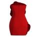 Red strapless skirt three-dimensional flower dress
