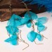 Handmade fabric pearl earrings female super fairy long tassel earrings