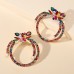 Colorful geometric crystal imitation pearl vintage earrings